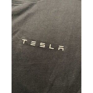 Tesla T Shirt Womens L Black Logo Graphic Crew Neck Long Sleeve Tee